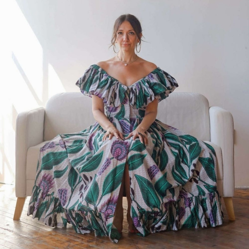 Off-The-Shoulder Printed Maxi Dress From ANTHROPOLOGIE Made By SIKA